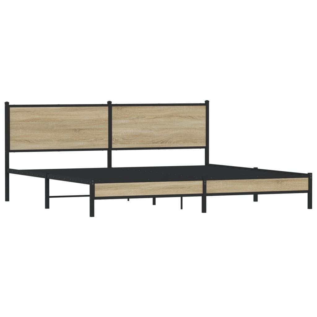 Sengeramme i metall uten madrass sonoma eik 193x203 cm