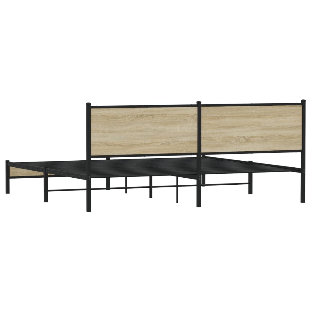 Sengeramme i metall uten madrass sonoma eik 193x203 cm
