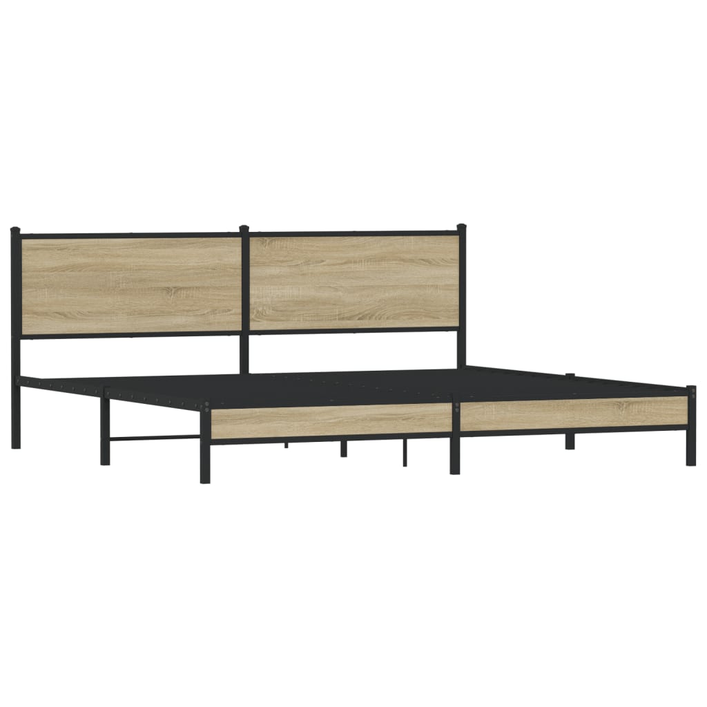 Sengeramme i metall uten madrass sonoma eik 200x200 cm