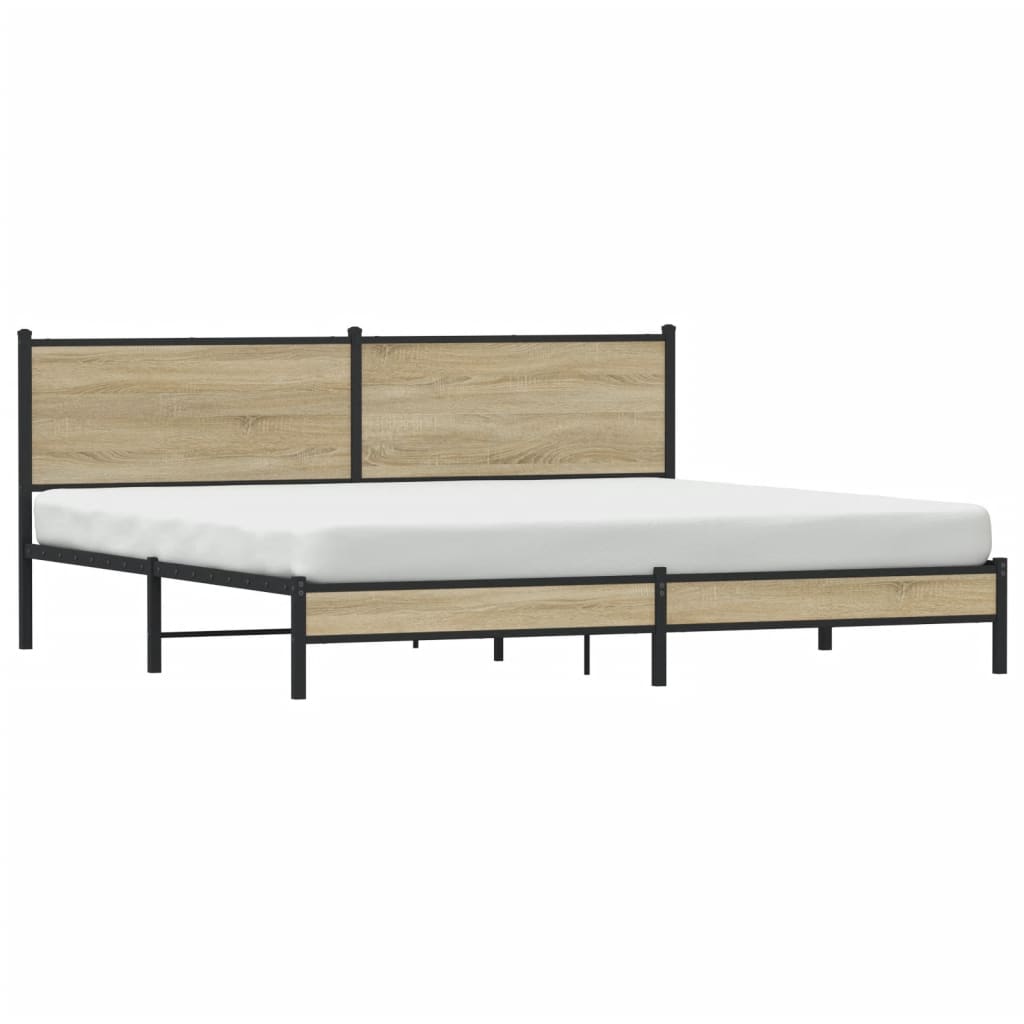 Sengeramme i metall uten madrass sonoma eik 200x200 cm