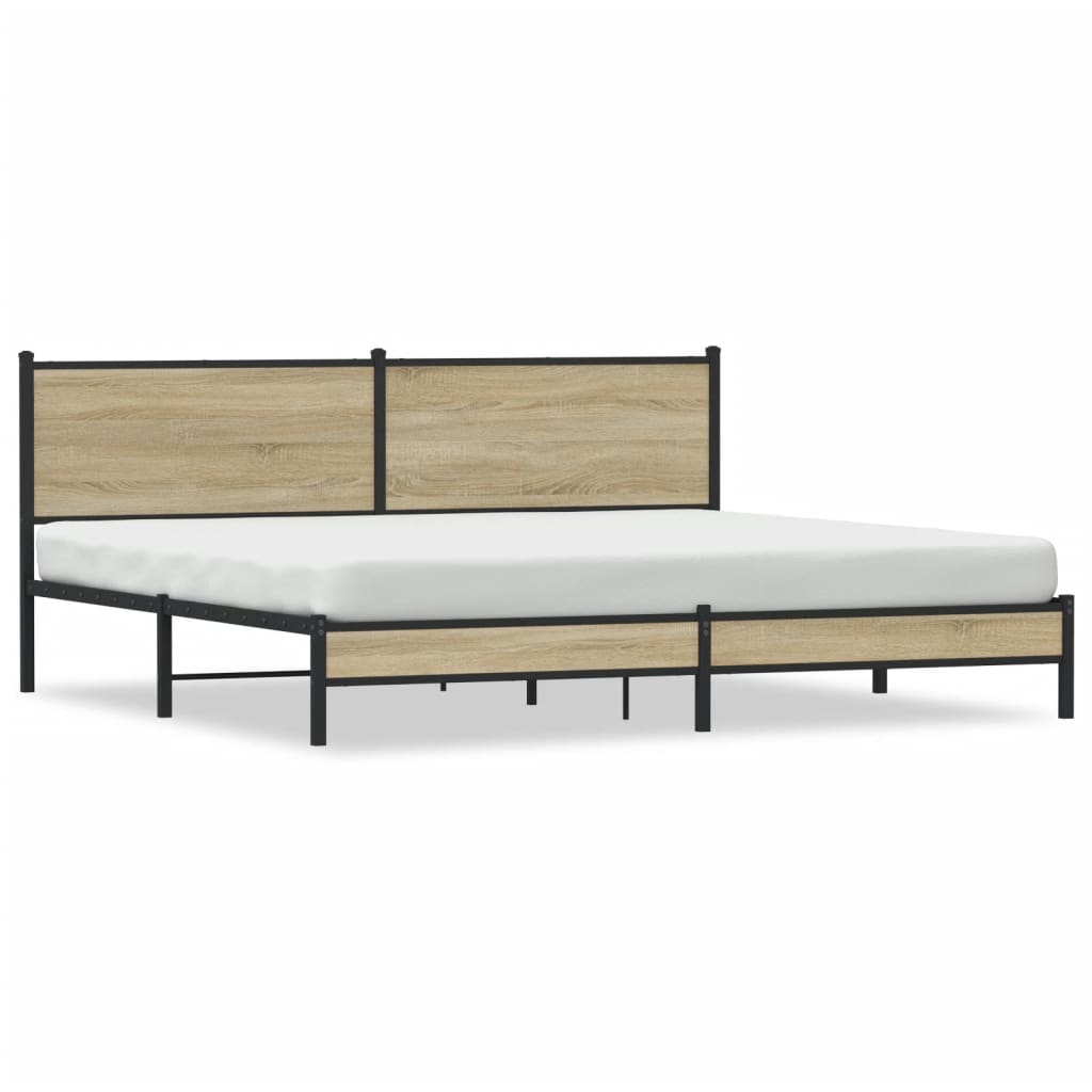 Sengeramme i metall uten madrass sonoma eik 200x200 cm