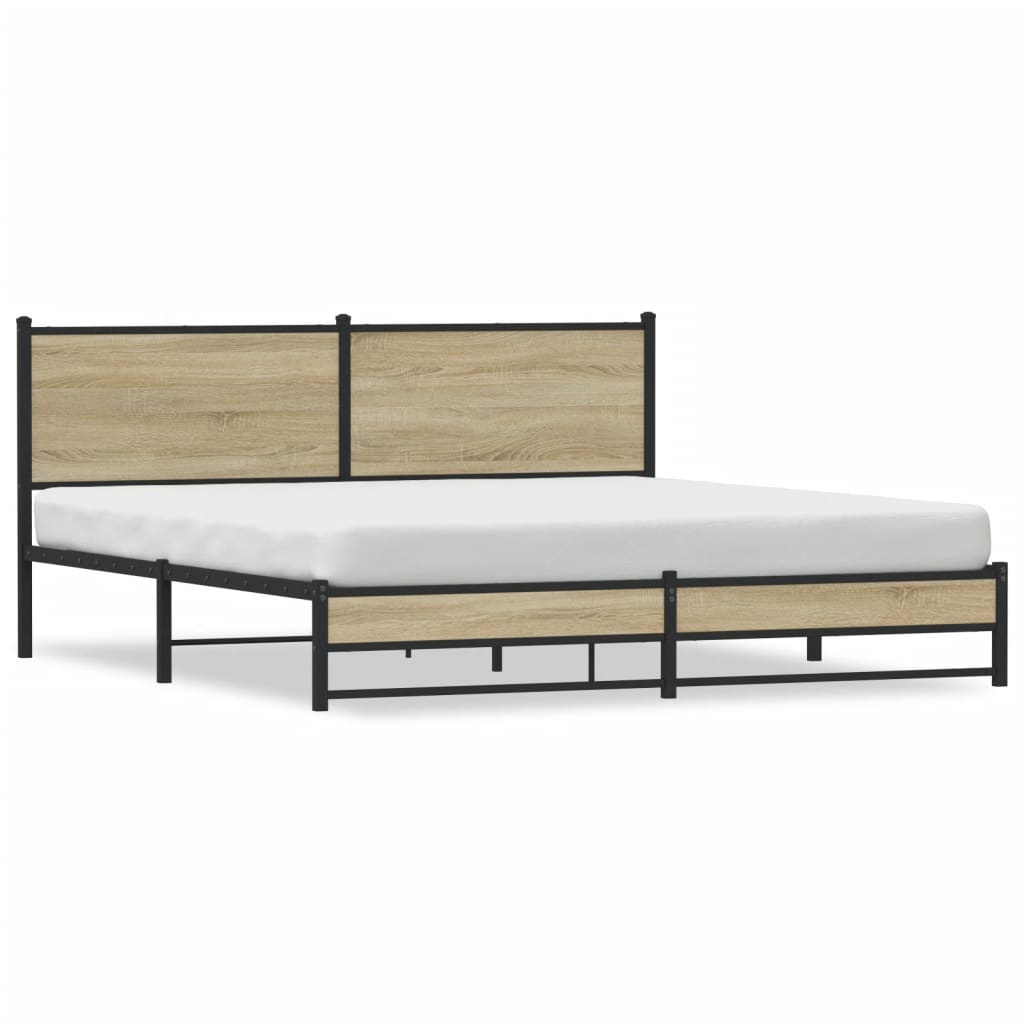 Sengeramme i metall uten madrass sonoma eik 180x200 cm