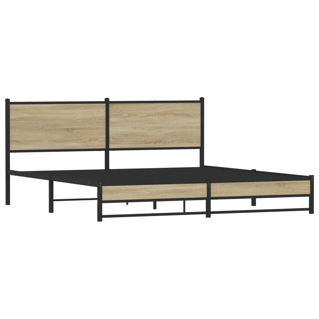 Sengeramme i metall uten madrass sonoma eik 183x213 cm