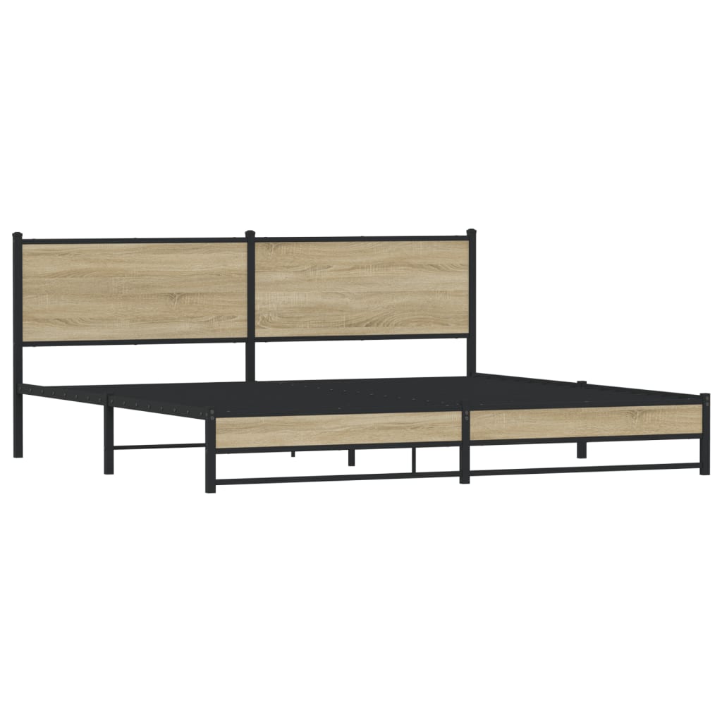 Sengeramme i metall uten madrass sonoma eik 193x203 cm