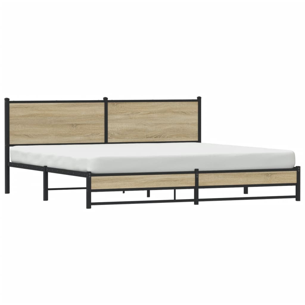 Sengeramme i metall uten madrass sonoma eik 193x203 cm