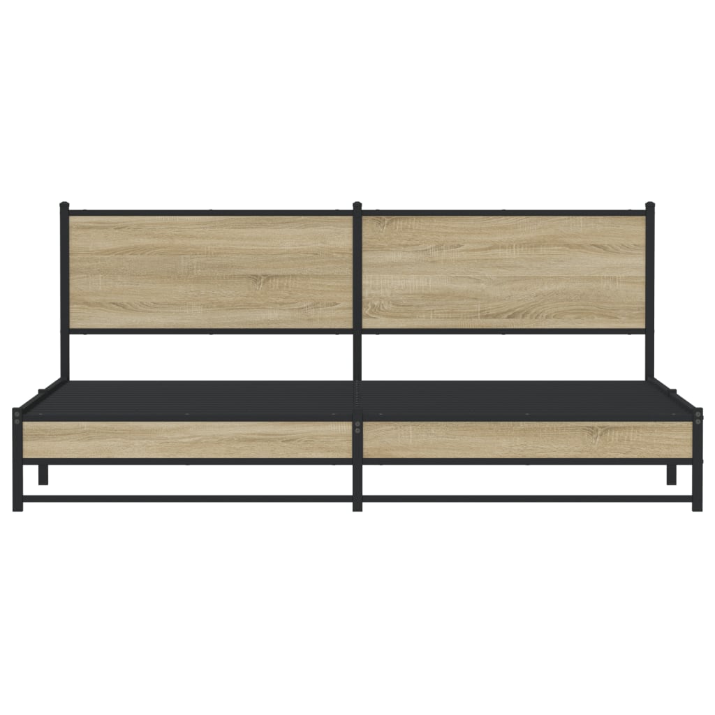 Sengeramme i metall uten madrass sonoma eik 200x200 cm