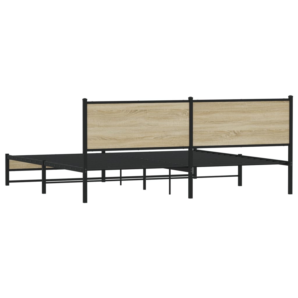 Sengeramme i metall uten madrass sonoma eik 200x200 cm