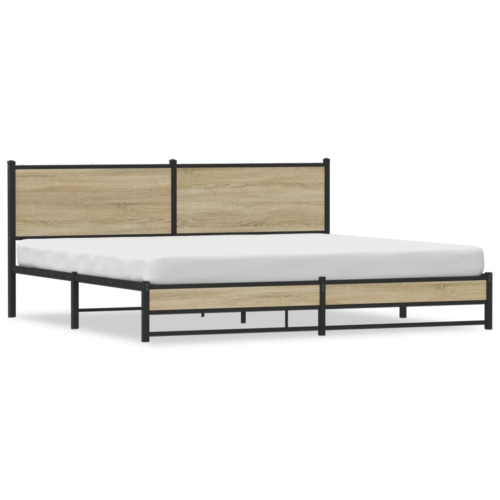 Sengeramme i metall uten madrass sonoma eik 200x200 cm