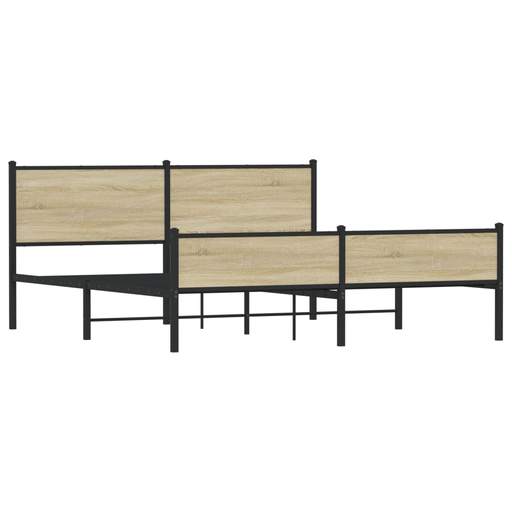 Sengeramme i metall uten madrass sonoma eik 183x213 cm