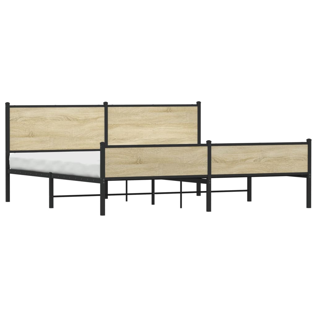 Sengeramme i metall uten madrass sonoma eik 200x200 cm