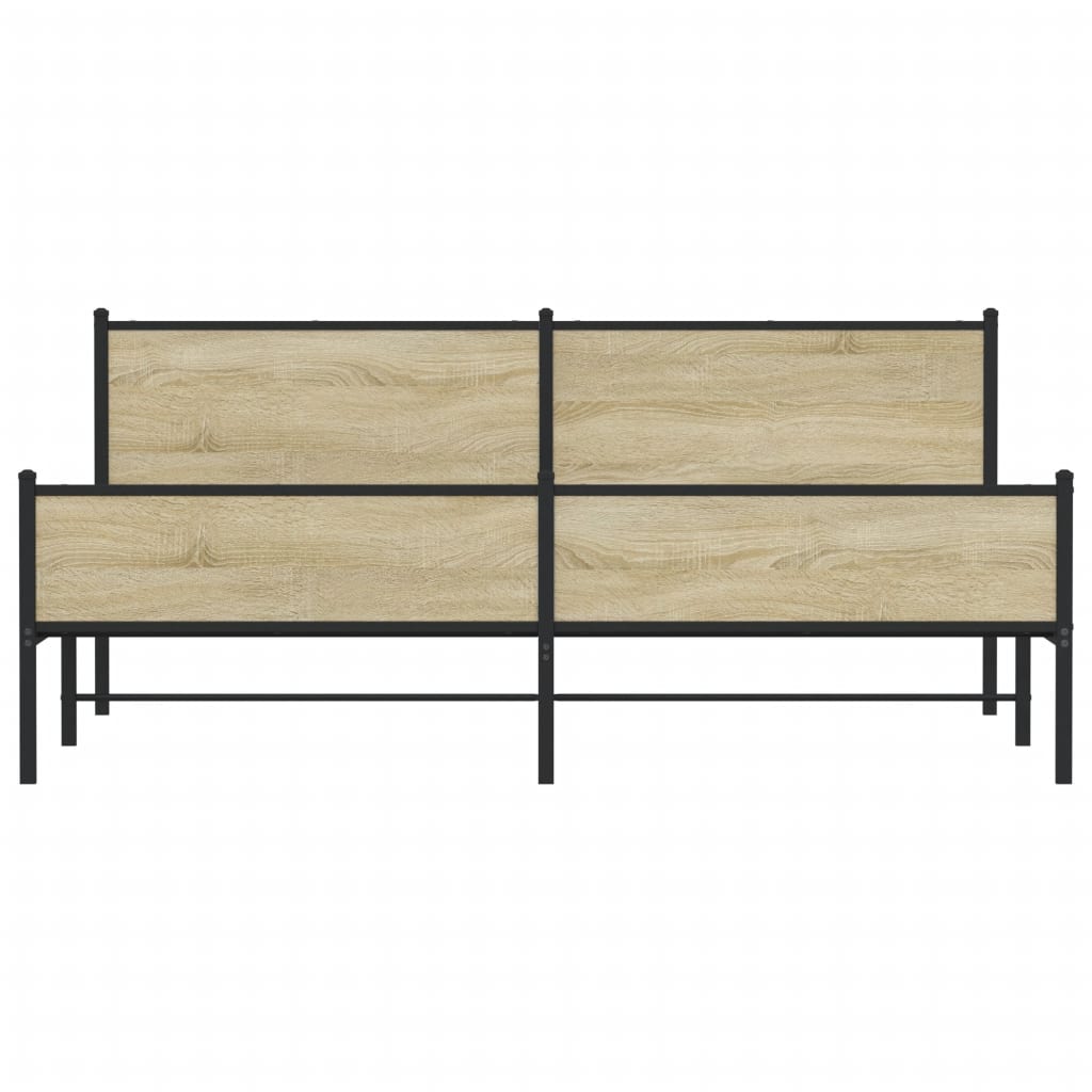 Sengeramme i metall uten madrass sonoma eik 200x200 cm