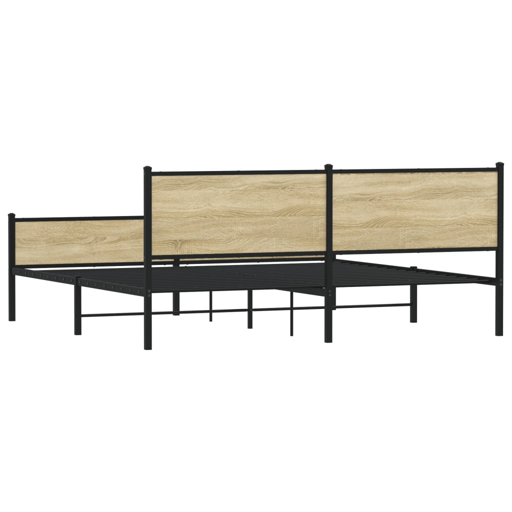 Sengeramme i metall uten madrass sonoma eik 200x200 cm