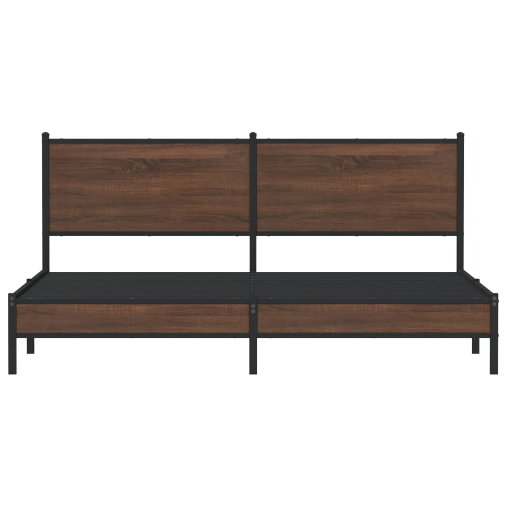 Sengeramme i metall uten madrass brun eik 183x213 cm