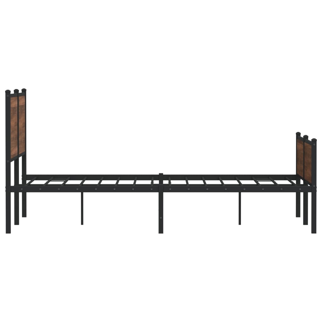 Sengeramme i metall uten madrass brun eik 150x200 cm