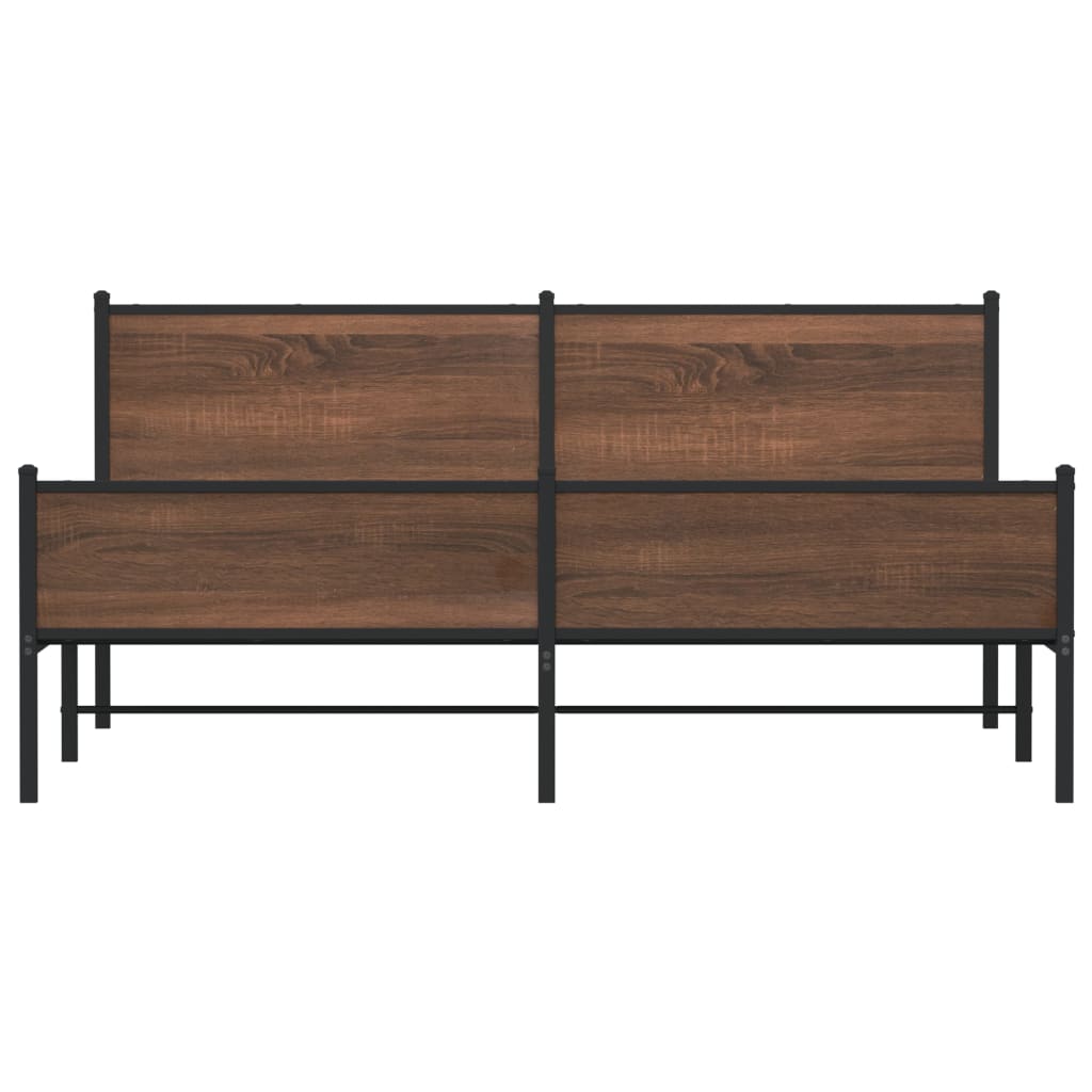 Sengeramme i metall uten madrass brun eik 160x200 cm