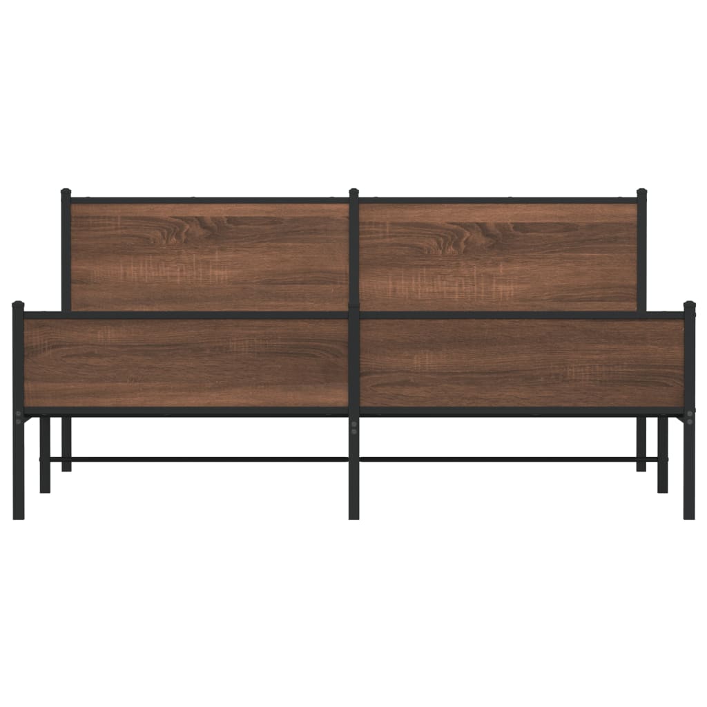 Sengeramme i metall uten madrass brun eik 180x200 cm