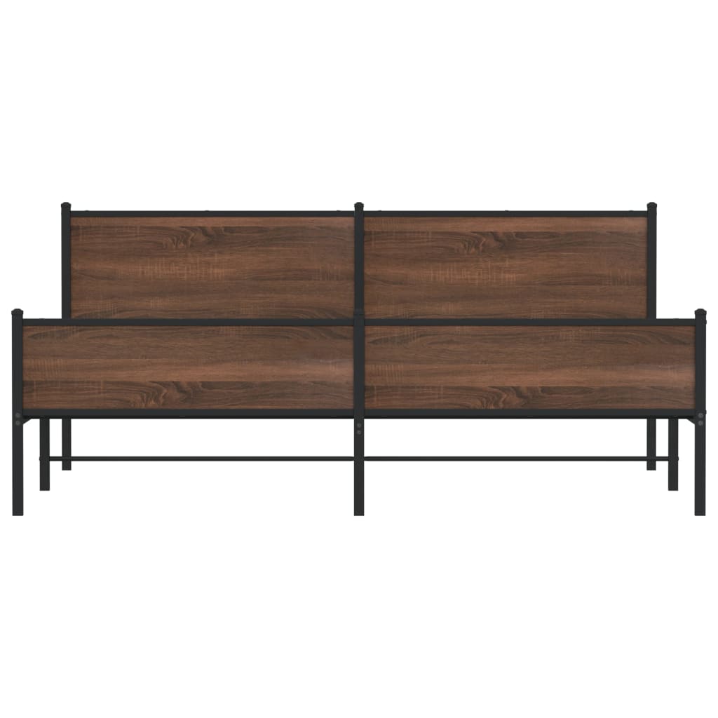 Sengeramme i metall uten madrass brun eik 193x203 cm