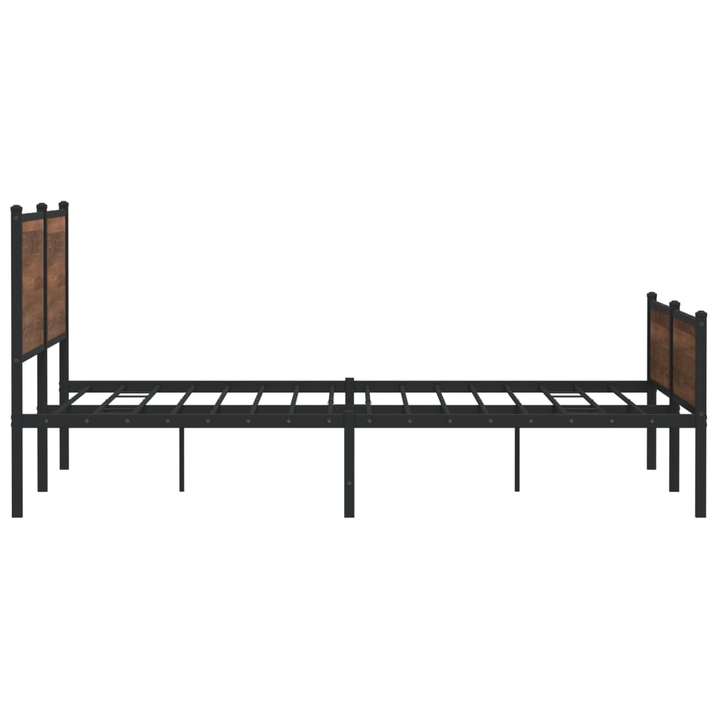 Sengeramme i metall uten madrass brun eik 193x203 cm