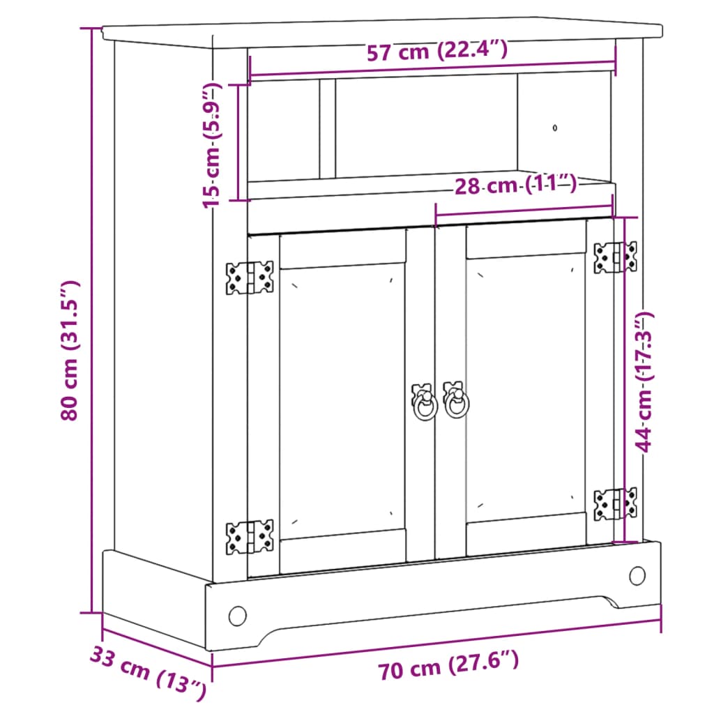 Baderomsskap Corona 70x33x80 cm heltre furu