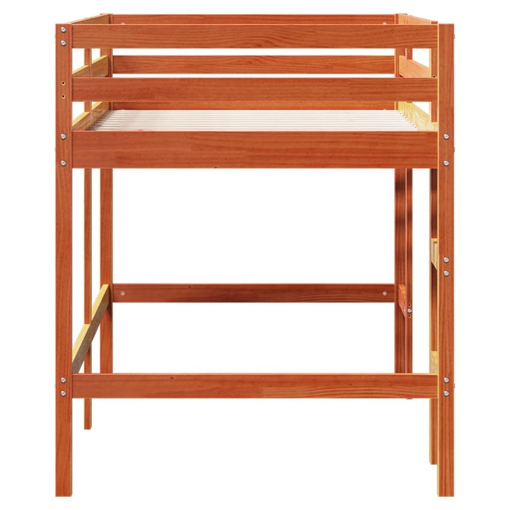 Køyeseng for barn med stige voksbrun 90x190 cm heltre furu