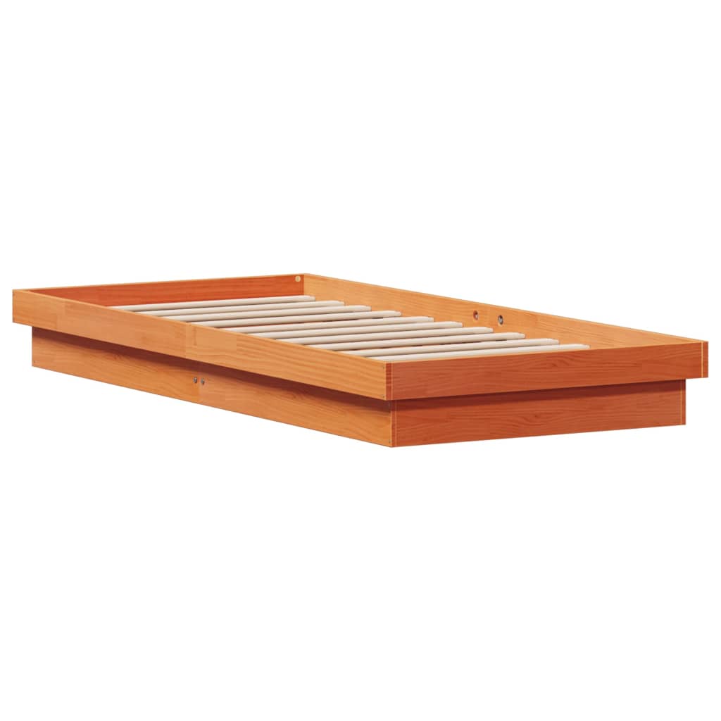 Sengeramme med LED voksbrun 75x190 cm heltre furu