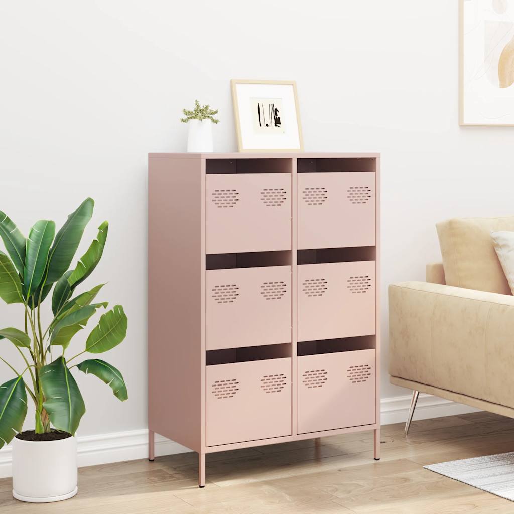 Highboard rosa 68x39x101,5 cm stål