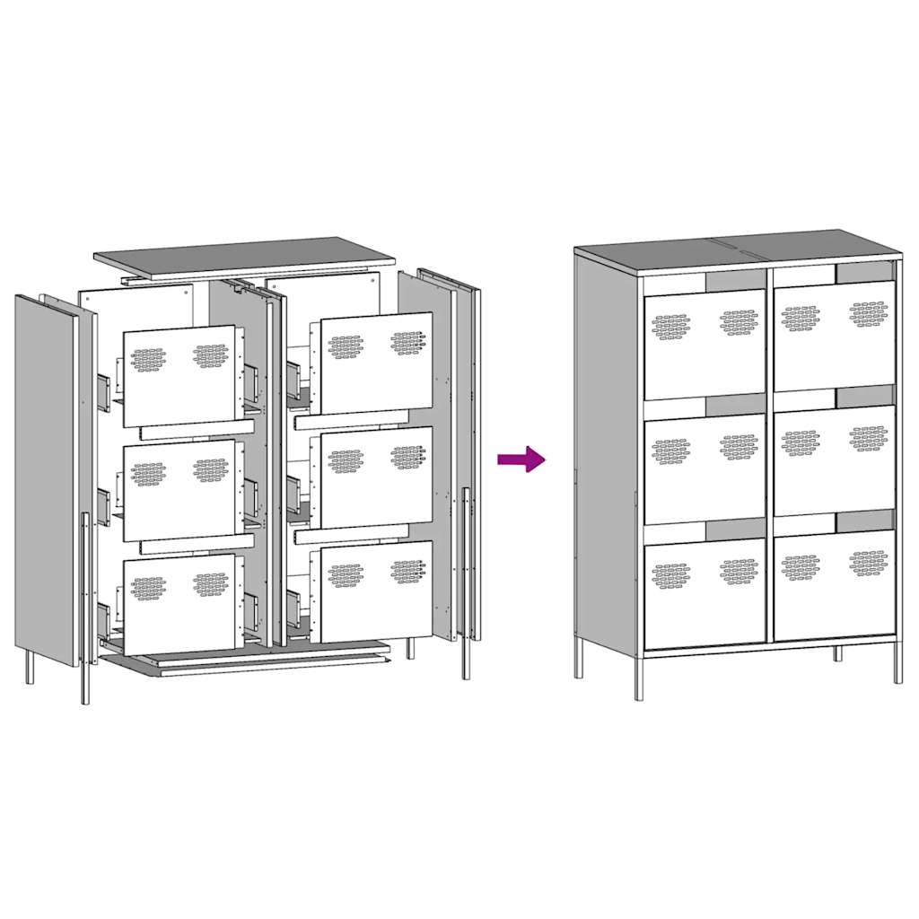 Highboard rosa 68x39x101,5 cm stål