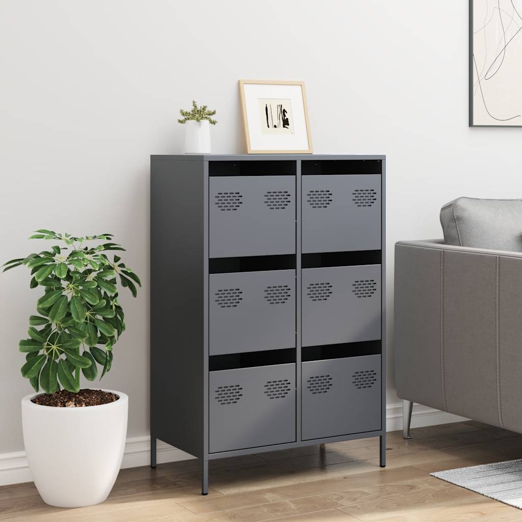 Highboard antrasitt 68x39x101,5 cm stål