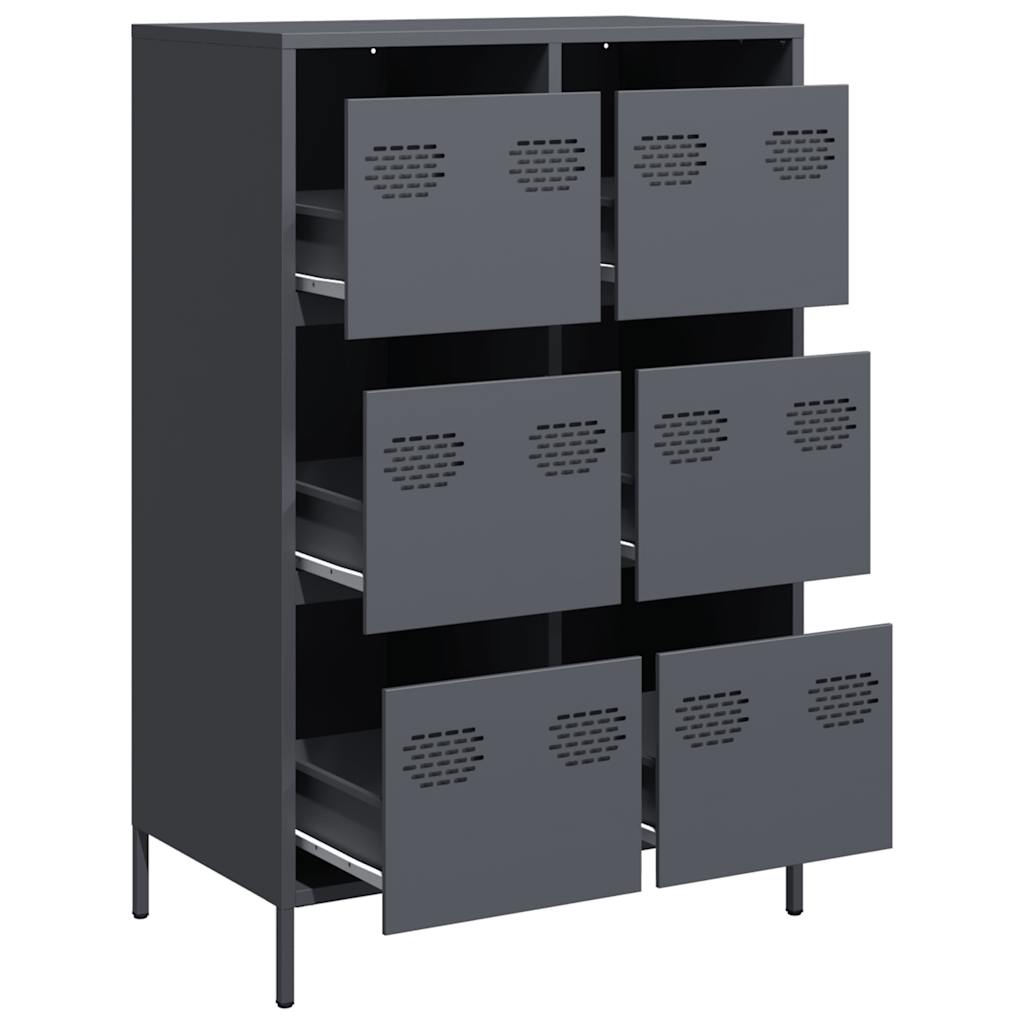 Highboard antrasitt 68x39x101,5 cm stål