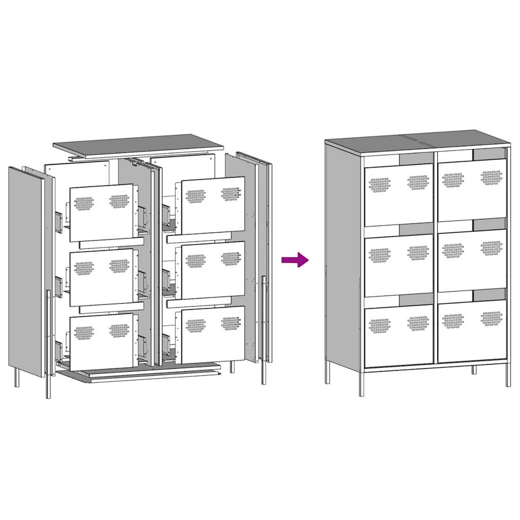 Highboard antrasitt 68x39x101,5 cm stål