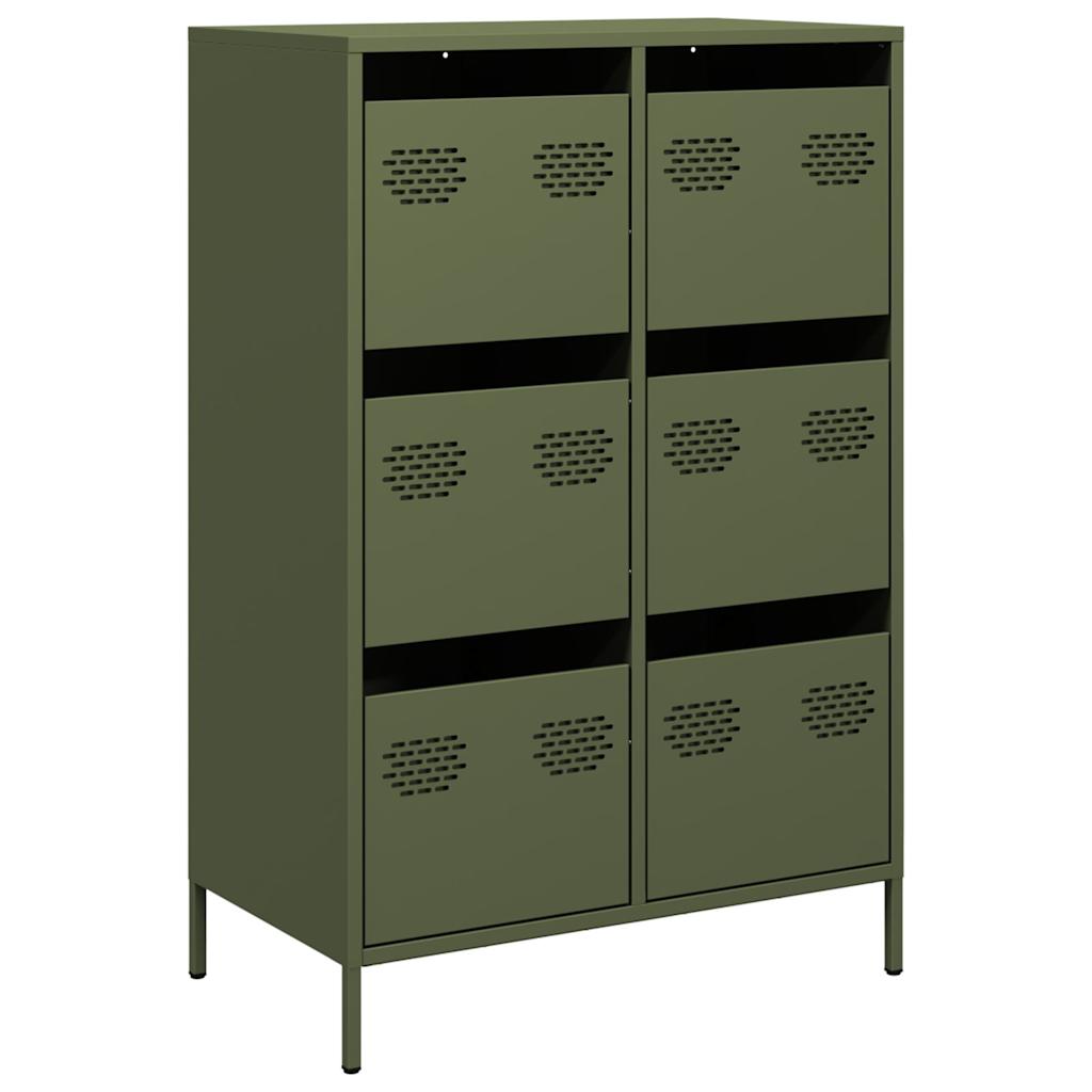 Highboard olivengrønn 68x39x101,5 cm stål