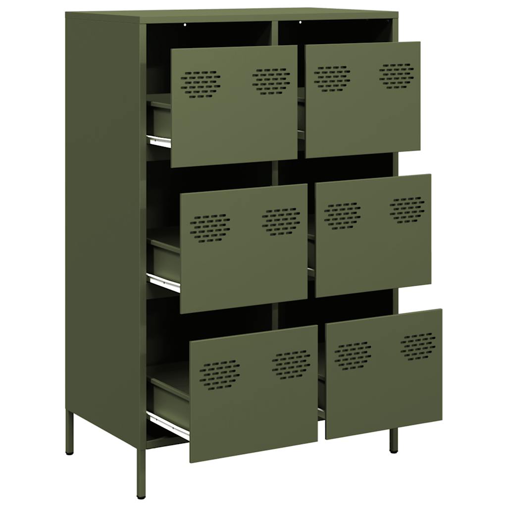 Highboard olivengrønn 68x39x101,5 cm stål