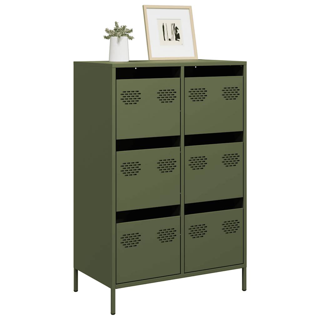 Highboard olivengrønn 68x39x101,5 cm stål