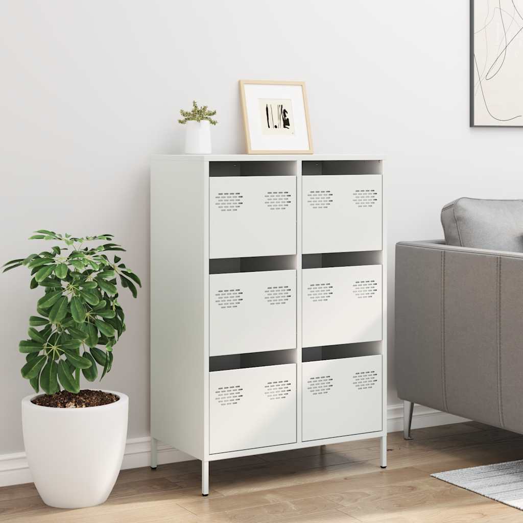 Highboard hvit 68x39x101,5 cm stål
