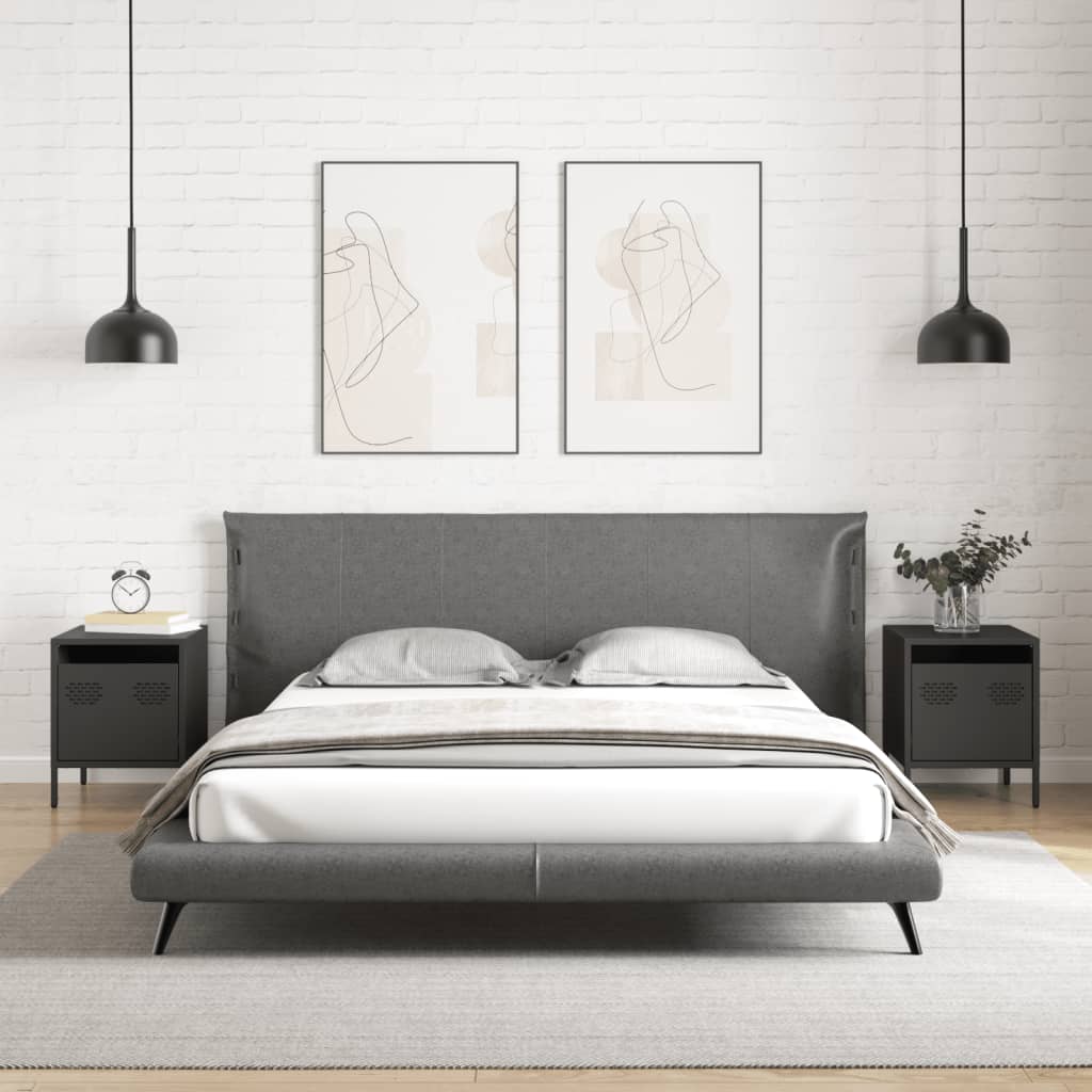 Nattbord 2 stk svart 35x39x43,5 cm stål