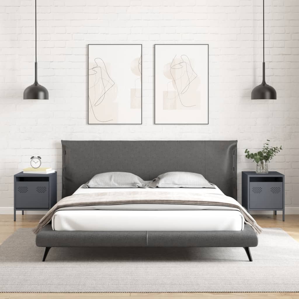 Nattbord 2 stk antrasitt 35x39x43,5 cm stål