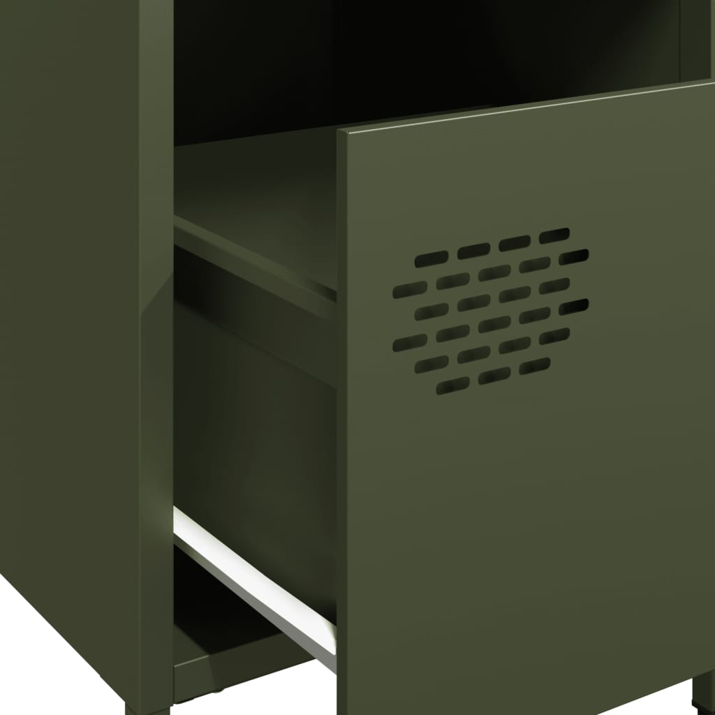 Nattbord olivengrønn 35x39x43,5 cm stål