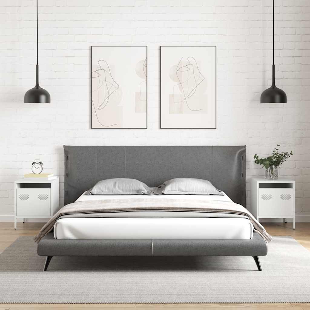 Nattbord 2 stk hvit 35x39x43,5 cm stål