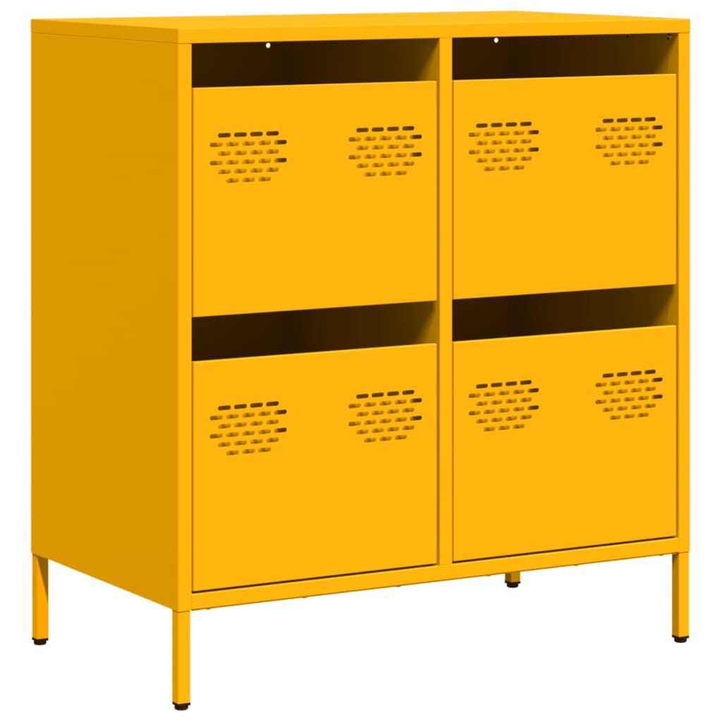 Skjenk sennepsgul 68x39x73,5 cm kaldvalset stål