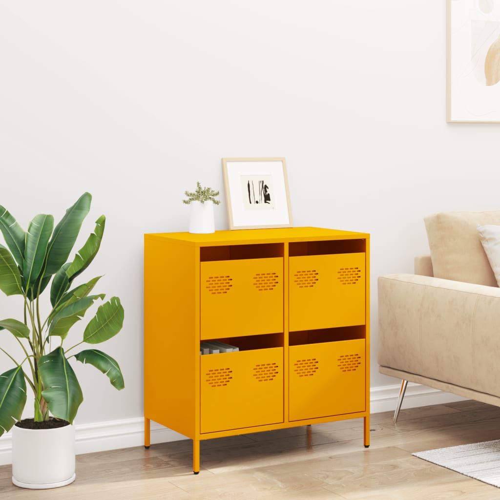 Skjenk sennepsgul 68x39x73,5 cm kaldvalset stål