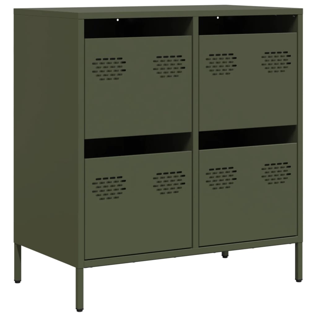Skjenk olivengrønn 68x39x73,5 cm kaldvalset stål