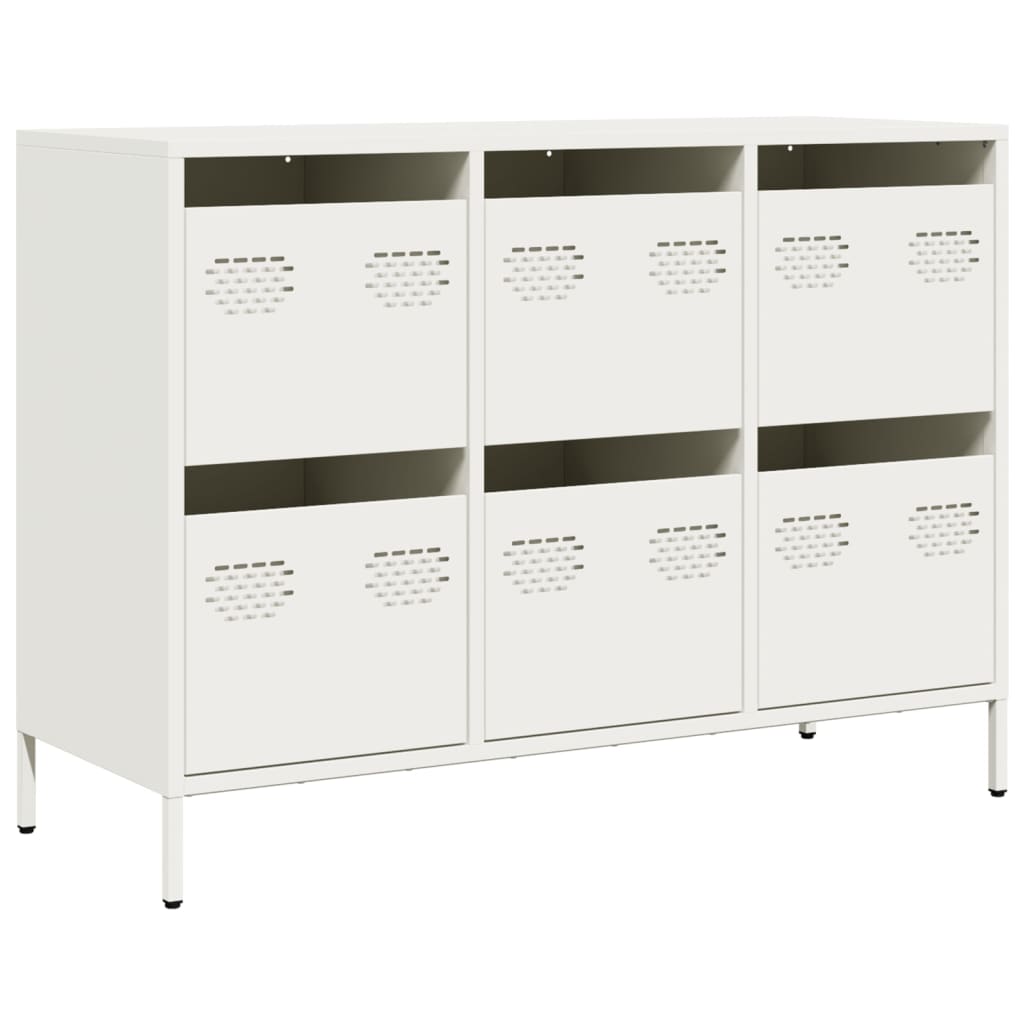 Skjenk hvit 101,5x39x73,5 cm kaldvalset stål