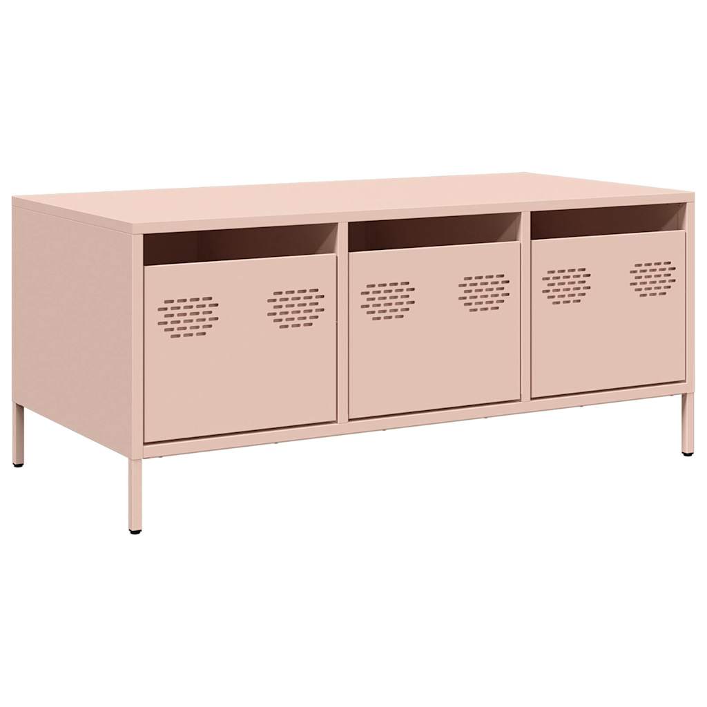 Salongbord rosa 101,5x50x43,5 cm kaldvalset stål
