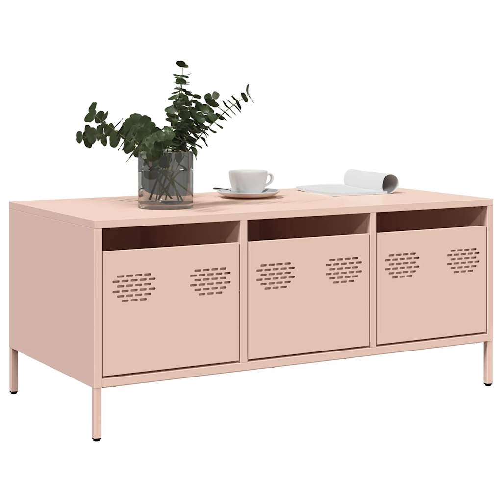 Salongbord rosa 101,5x50x43,5 cm kaldvalset stål