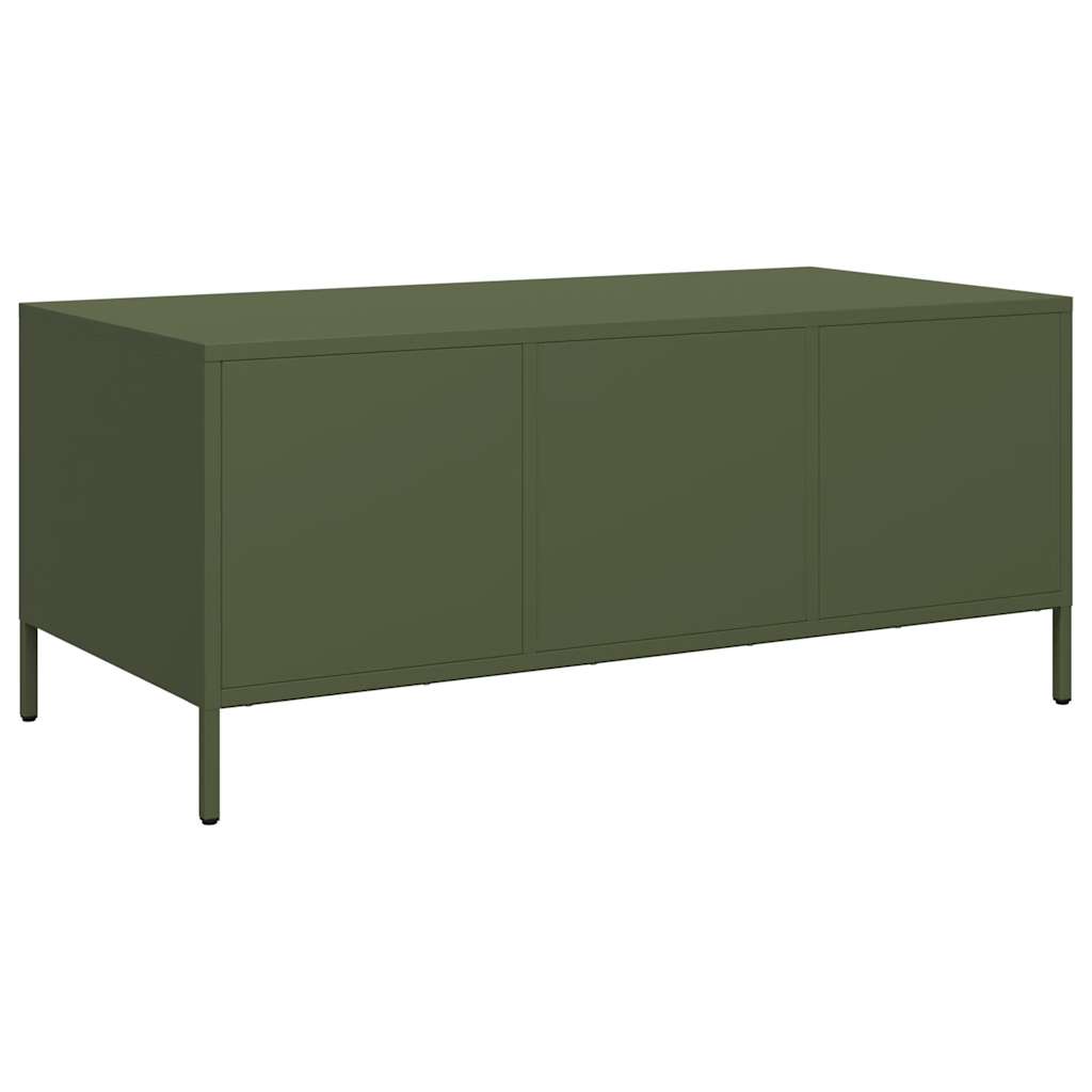 Salongbord olivengrønn 101,5x50x43,5 cm kaldvalset stål