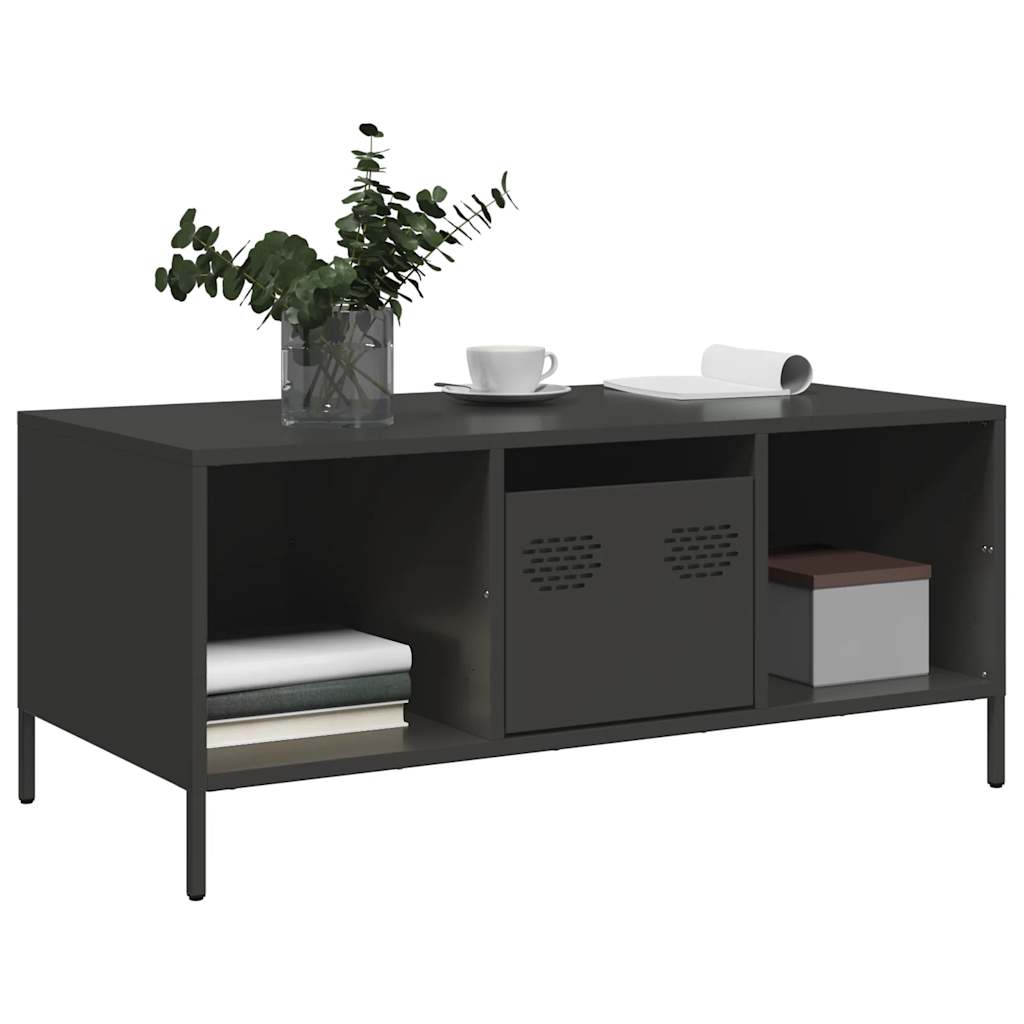 Salongbord svart 101,5x50x43,5 cm kaldvalset stål