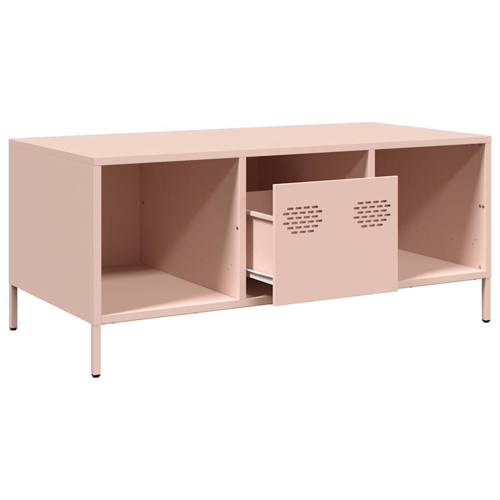 Salongbord rosa 101,5x50x43,5 cm kaldvalset stål