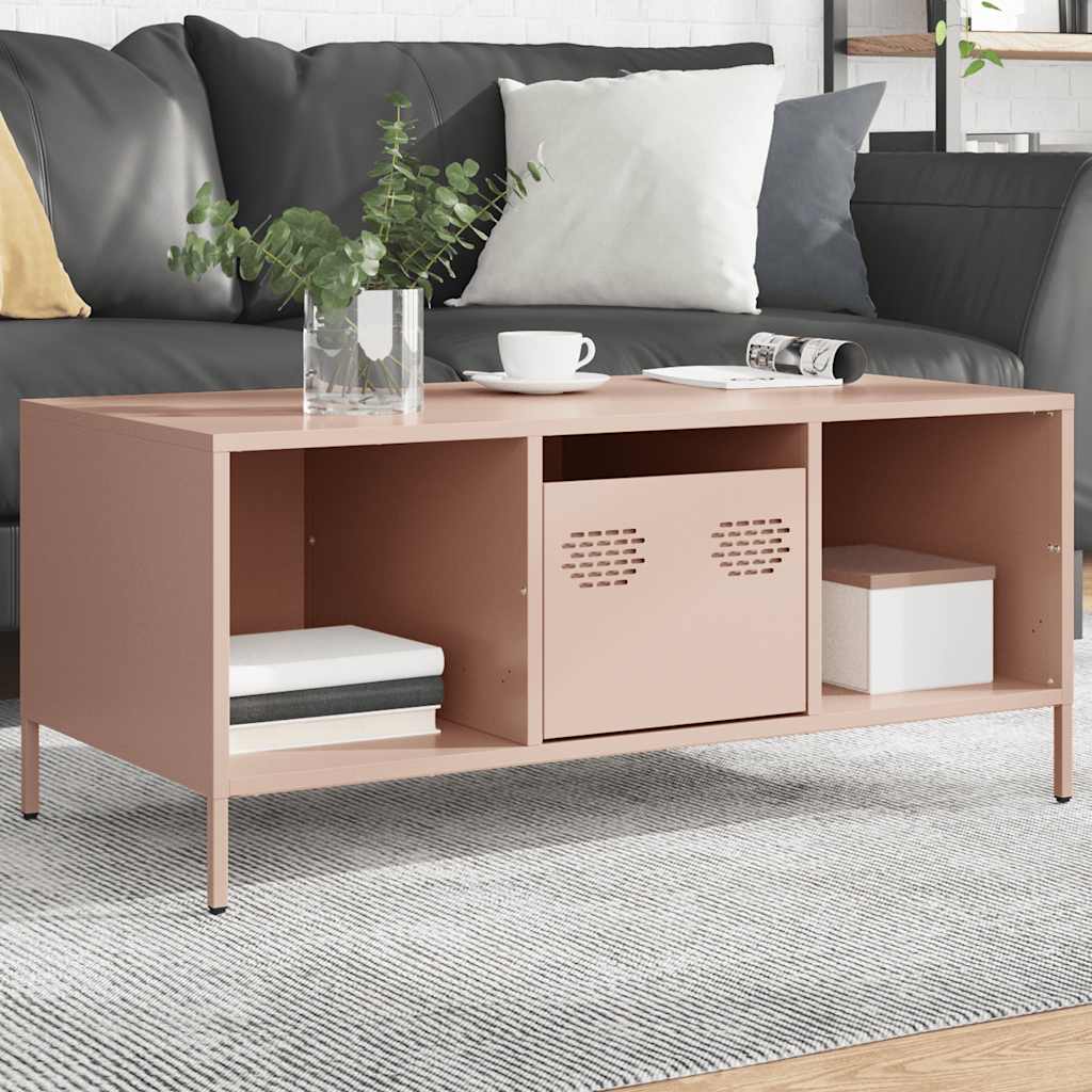 Salongbord rosa 101,5x50x43,5 cm kaldvalset stål