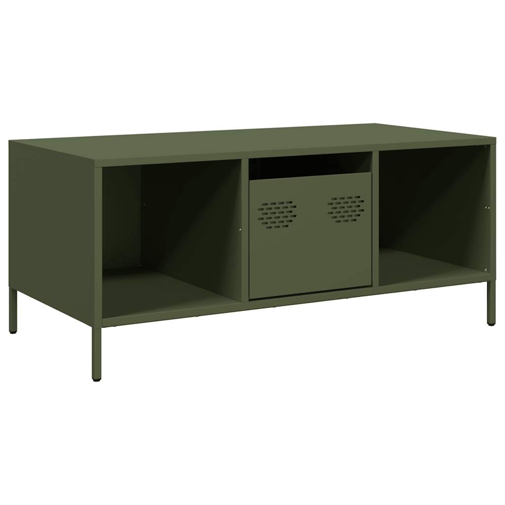 Salongbord olivengrønn 101,5x50x43,5 cm kaldvalset stål