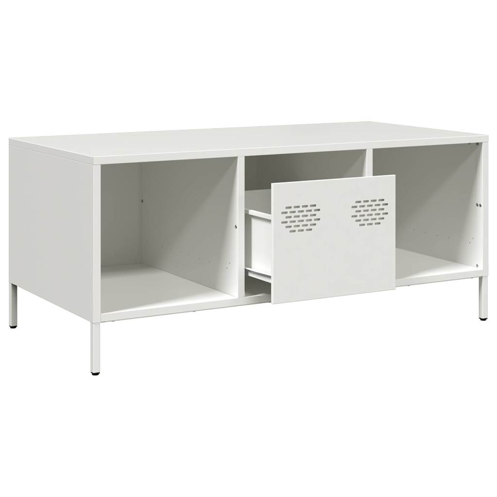 Salongbord hvit 101,5x50x43,5 cm kaldvalset stål